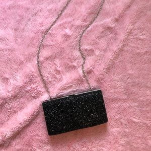 MOVING SALE Black edgy formal clutch with chain